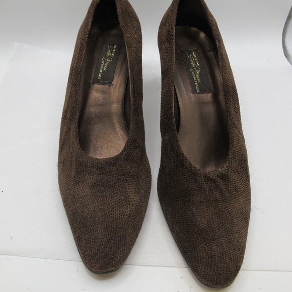 Sesto Meucci brown suede 2 inch heels with lizard pattern 8.5N - Picture 4 of 6